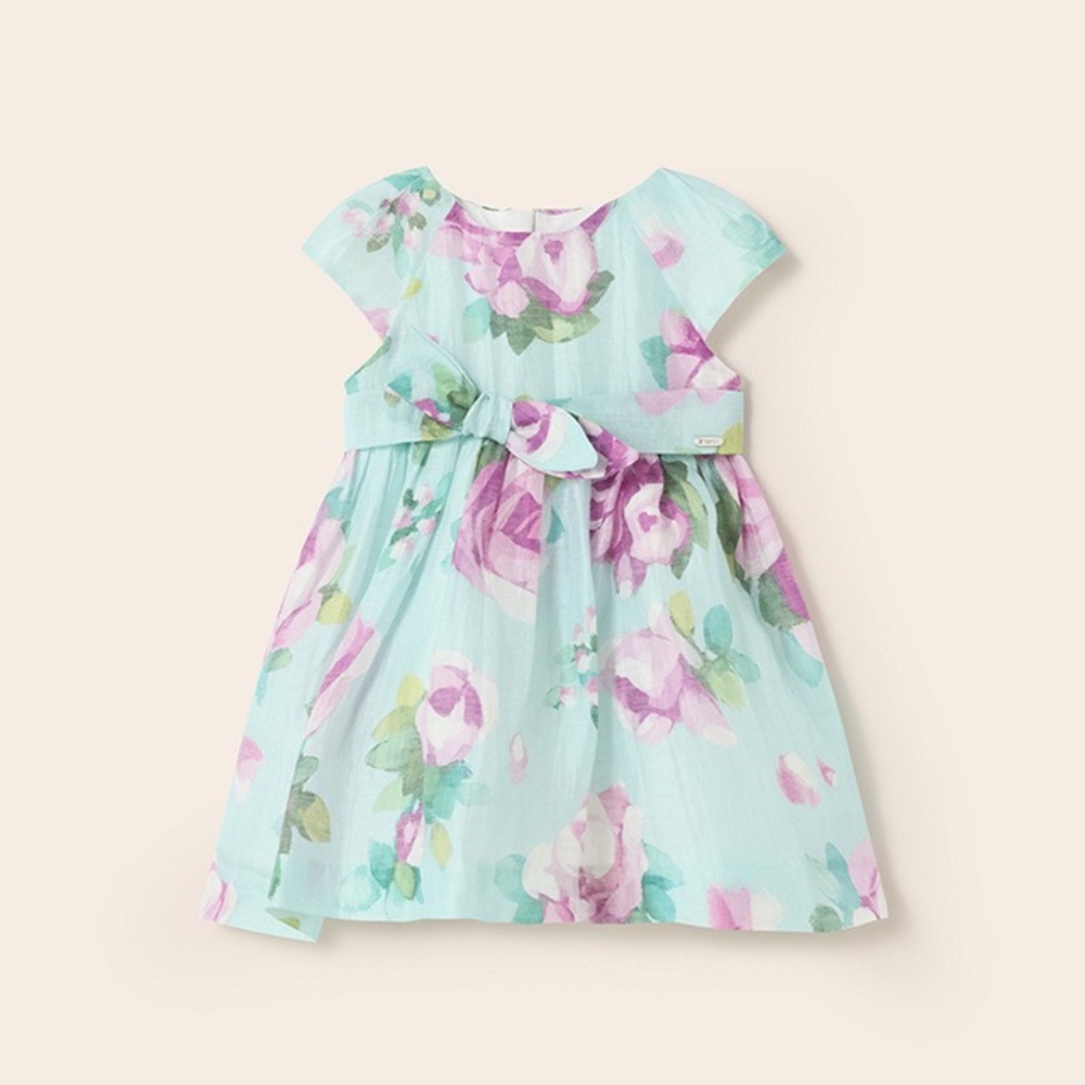 Size 9 months Mayoral Pastel Floral Dress with Bow